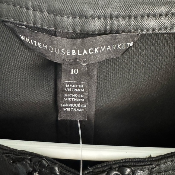 Black faux leather medium White House Black Market Jacket with Chain Detail - Picture 3 of 7